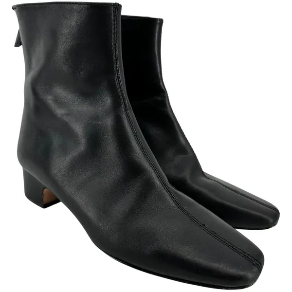 J.Crew Roxie Ankle Boots Back-Zip Leather Low Heel Center Seam Black 6.5 - Image 2