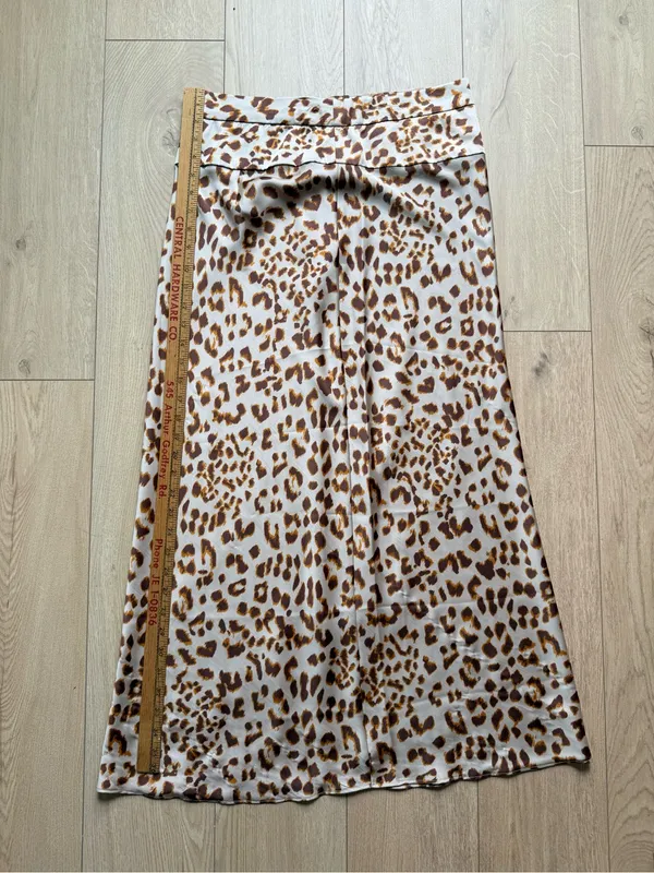 Free People Normani Bias Midi Skirt Leopard Print Size 12 - Image 8