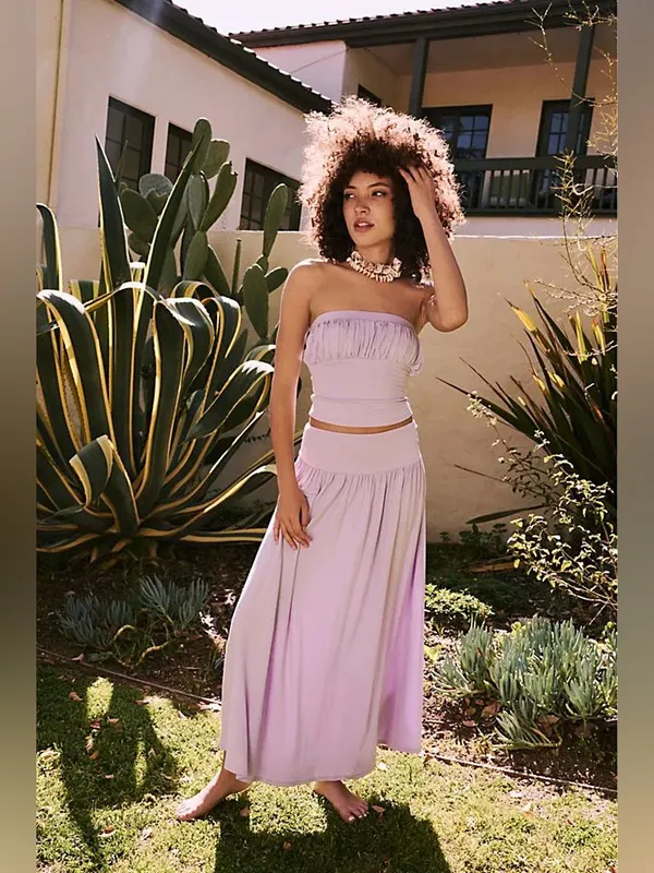 Free People Beach Serenity Midi Maxi Skirt Lilac Lavender Purple Size Medium - Image 12