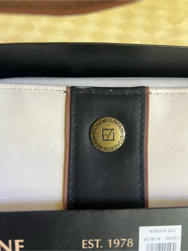 Stone Mountain Accessories White and Black Leather Wristlet with Brown Strap - Image 2