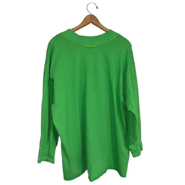 Free People Movement Green Oversized V-Neck Long Sleeve‎ Top Pleated Cuff M M/M - Image 3