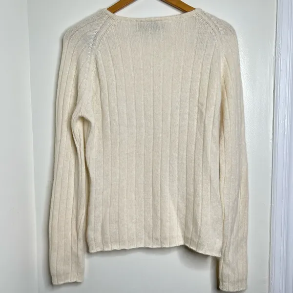 Andrea Viccaro Lambswool Angora Rabbit Hair Sweater Women’s Size Large Cream - Image 3