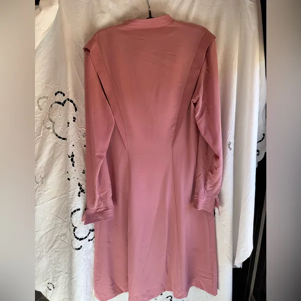 Vintage 60’s 70’s Dusty Rose Button-Front indie fairy mid Dress USA made medium - Image 3