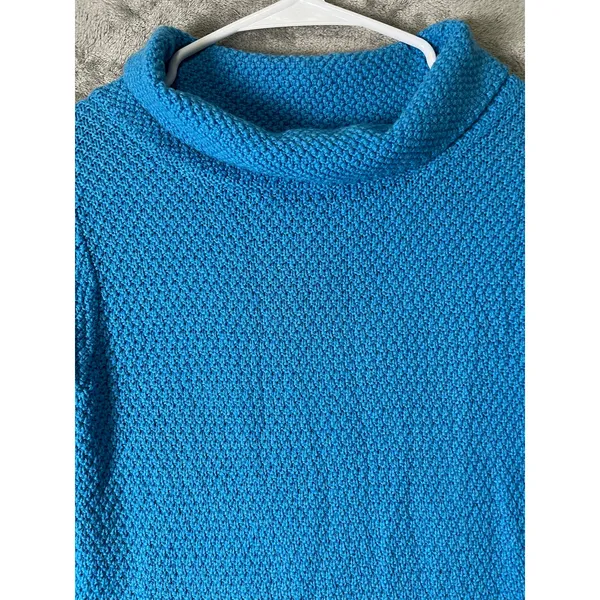 Boden Women’s Size 2 Blue Wool Cotton Textured Knit Mock Neck Sweater Top - Image 2