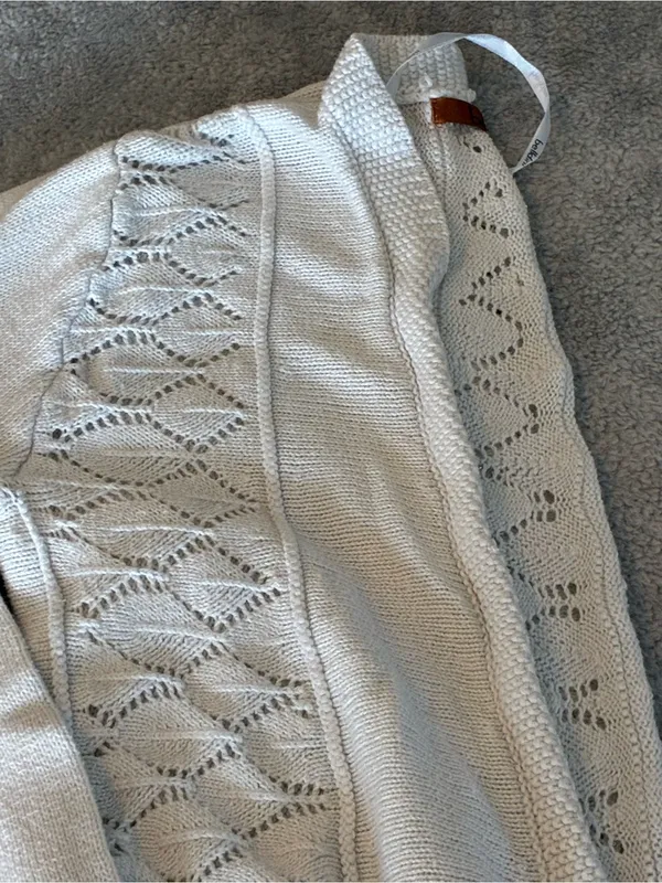 Women’s Belldini Brand White Long Length Open-Front Knit Cardigan Sweater - Image 7