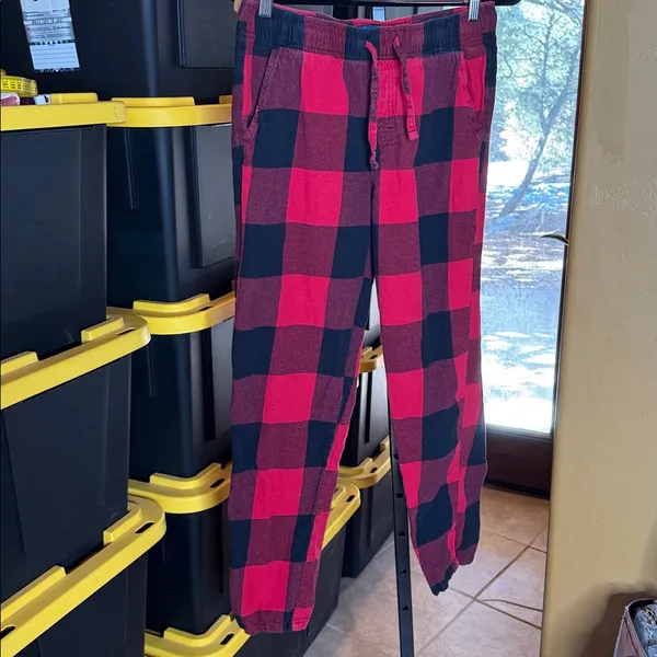 Old Navy Red & Black Buffalo Plaid Flannel Pajama Pants | Unisex | Size Medium - Image 3