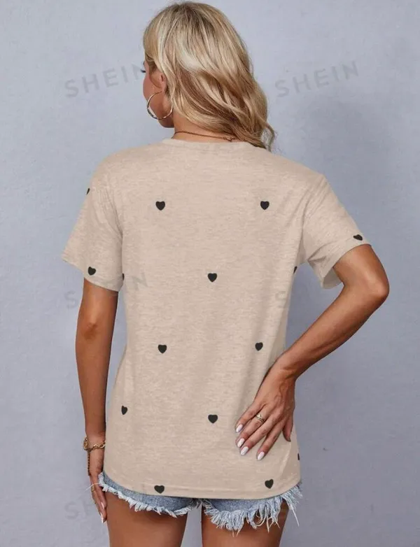 SheIn Heart Print Tee - Image 2