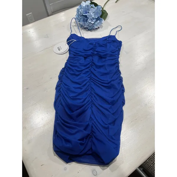 NEW Princess Polly Bloom Mini Dress Ruched Bodycon Cocktail‎ Party Blue US 8 - Image 5