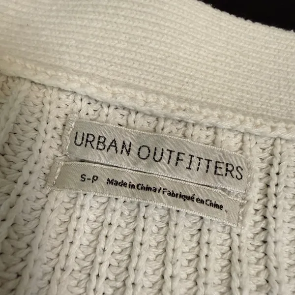 Urban Outfitters Womens Small Cream‎ Ribbed Knit Cropped Button Front Cardigan - Image 4