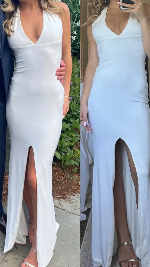 Revolve Illegal halter prom dress in white - Image 3