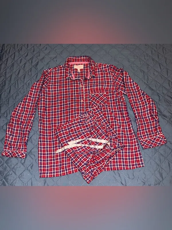 Victoria's Secret Red, Purple & White Plaid Sleep Top&Pants Pj’s Size-S - Image 4