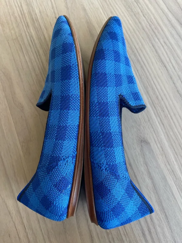 Rothy's Blue Knit Slip-On Flats with Green Insole - Image 6