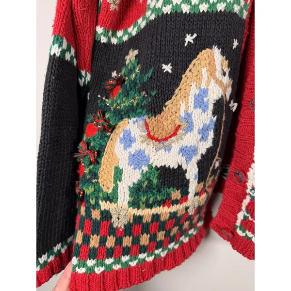 Tiara International Vintage‎ 1998 Christmas Cardigan Sweater Nutcracker Santa L - Image 5