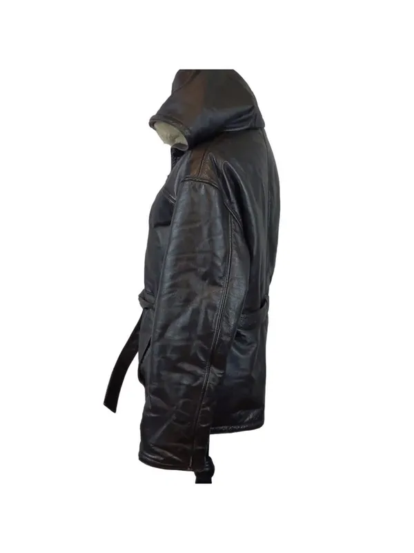 WILSONS leather vintage coat with belt size large - Image 4