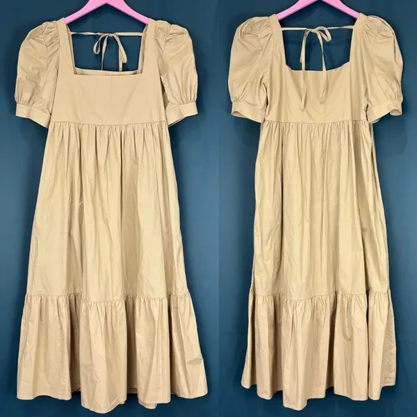 En Saison Square Neck Puff Sleeve Midi Dress - Image 4