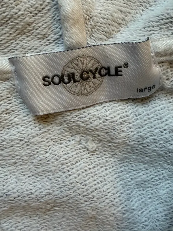 Soulcycle Grey and White Colorblock Zip Hoodie size large - Image 3