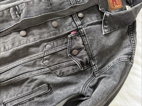 Levi's Faded Black Denim Trucker Jacket - Image 3