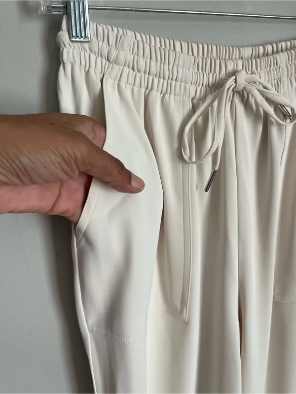 MELLODAY Off-White Drawstring Utility Joggers / Trousers Sz S - Image 3