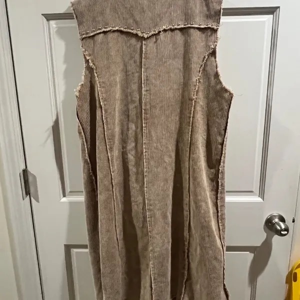 POL Studded Camel Corduroy Sleeveless Distressed Dress Duster Sz large Festival - Image 4