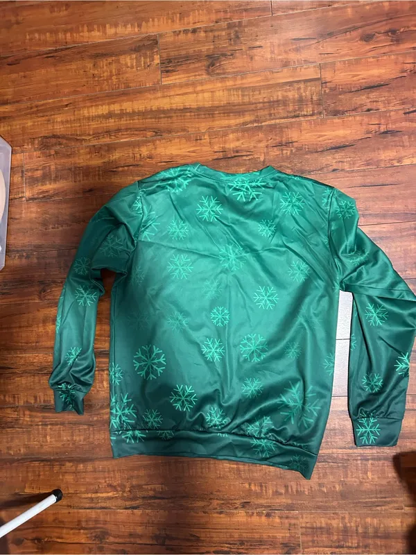 Women's Green Holiday Cat Graphic Pullover Sweatshirt - Image 2