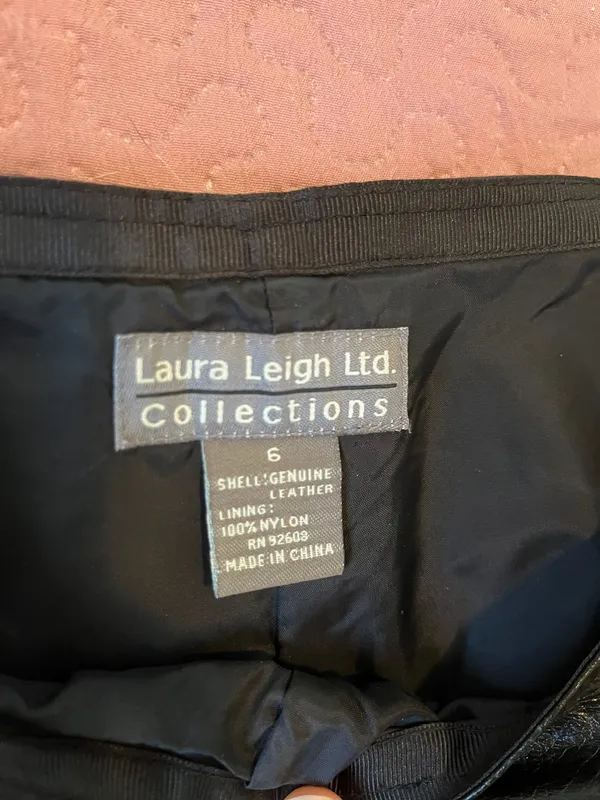 Black Genuine Leather Pants Size 6 - Image 3