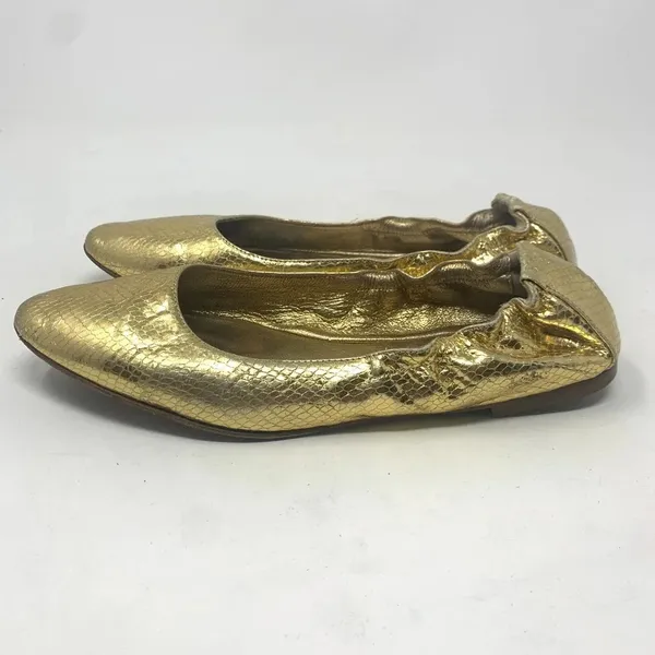 Dolce & Gabbana Gold Metallic‎ Snakeskin Flats - Image 9