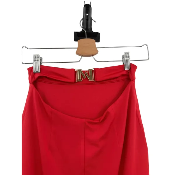 Meshki Cutout Back Gold M Hardware Bodycon Pencil Midi Skirt Red Size XS - Image 5