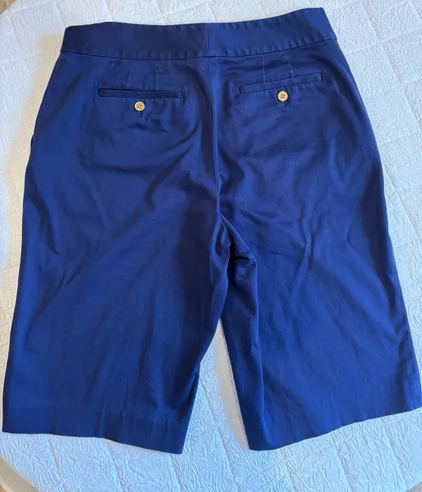 Lauren Ralph Lauren Tailored Navy Bermuda Shorts - Double Button Chino Size 10 - Image 6