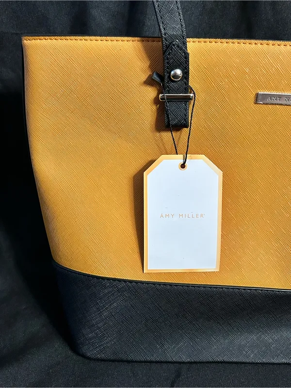 Amy Miller Women’s Two-Tone Orange & Black Tote Bag Purse NWT - Image 4