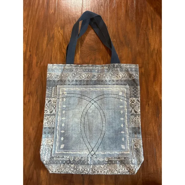 JOHNNY WAS X SASSON Denim Tote Bag Bandana Shopper JW SUSTAINABLE - Image 3
