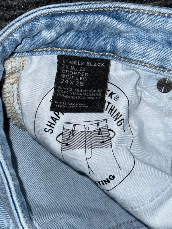 Buckle Black Fit No 23 Cropped Wide Leg Jeans Sz 24 x 27 Light Wash BBX1004A - Image 9