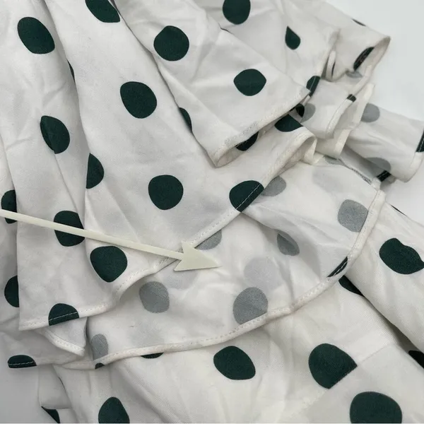 PEONY Le Spot Maxi Skirt SZ 2 Green Polka Dot Thigh High Slit eco-Conscious NWT - Image 16