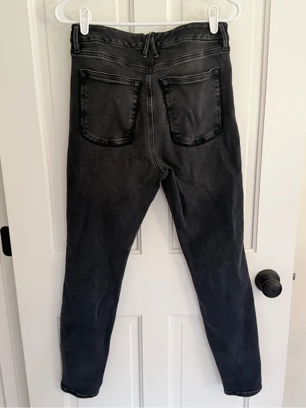 Good American Good Legs Skinny‎ Jeans Black Distressed Hem Size 10/30 - Image 2
