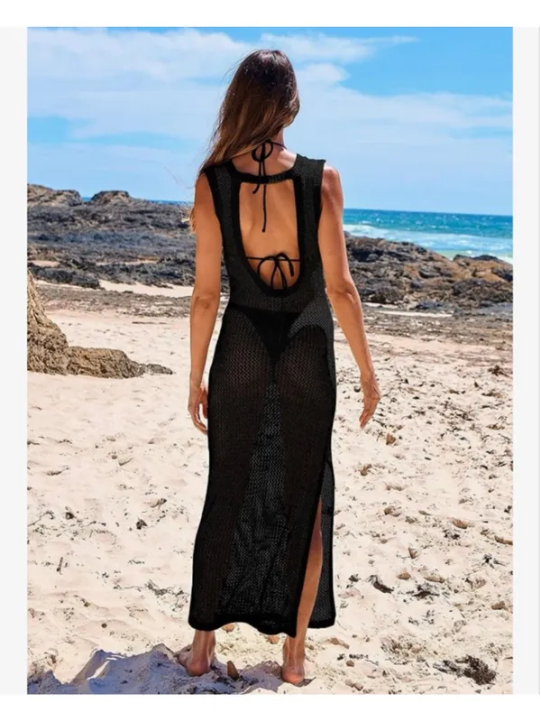 NEW Crochet Cover Up Sleeveless Hollow Knit Bikini Swimwear S - Image 2