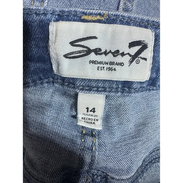 Seven7‎ Size 14 Wide Leg Cargo Jeans Y2K Utility Denim Light Wash Boho - Image 2