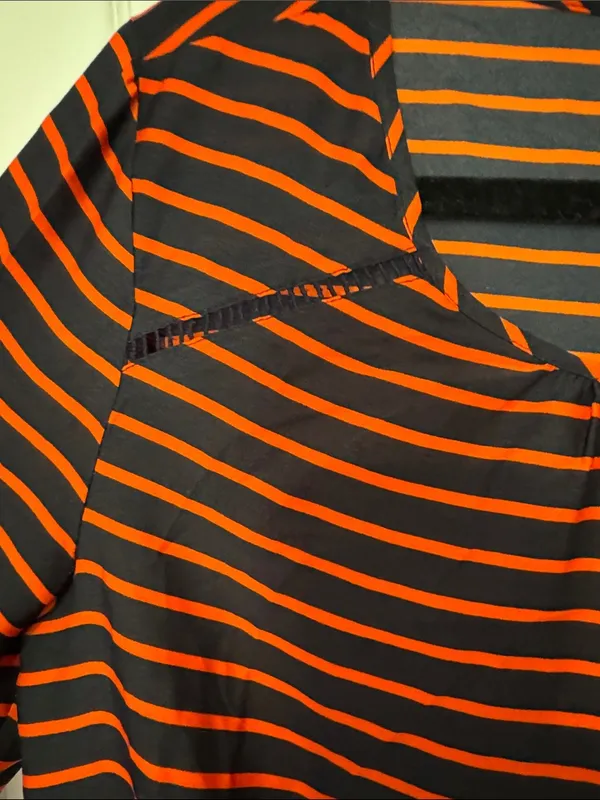 J. Crew Women’s Navy & Orange Striped Scoop Neck Blouse - Image 4