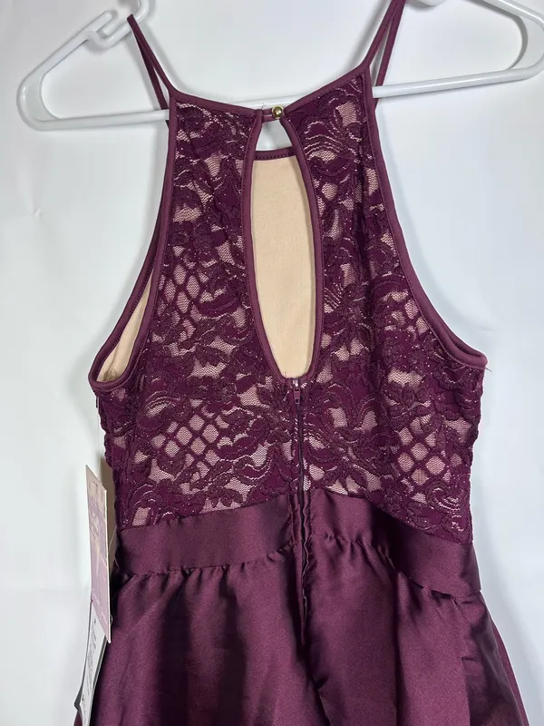 Emerald Sundae NWT Burgundy Lace High-Low Fit & Flare Dress Juniors Size 5 - Image 5