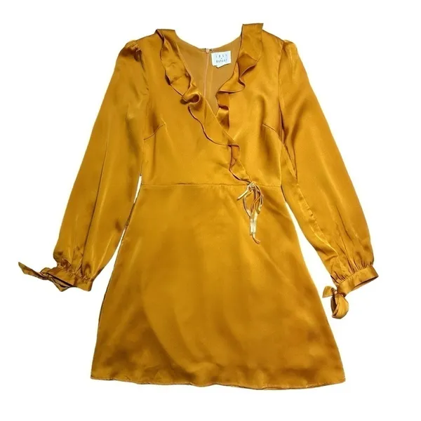 Lost + Wander Golden Yellow Dawn Satin Mini Dress Womens US S - Image 2