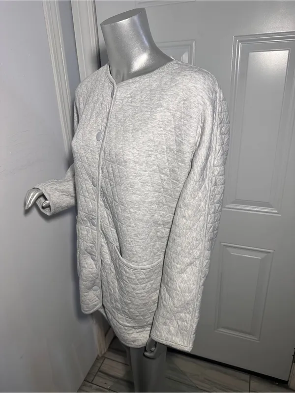 Marine Layer Corbet Quilted Liner Jacket Gray Heather Medium M NWT Collarless - Image 5