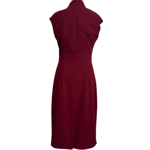 Miusol Womens Medium Burgundy Sleeveless Mock Neck Sheath Dress - Image 4