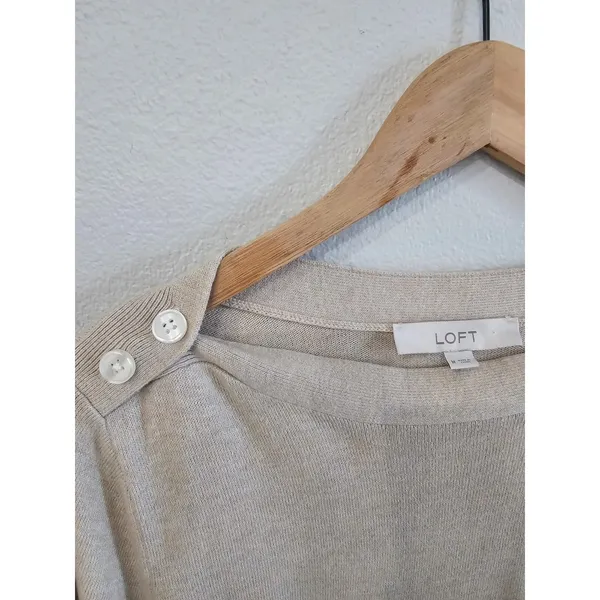 LOFT Sweater Womens Sz M Boat Neck‎ Neutral Minimalist Cozy Business Casual Knit - Image 4