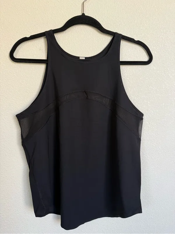 Lululemon Womens Black Mesh Panel Relaxed Yoga Workout Tank Top Estimated Size 8 - Image 4