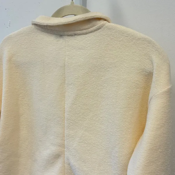 Nasty Gal Collection Cream Cropped Boxy Cardigan Button‎ Front Textured Top US 2 - Image 4