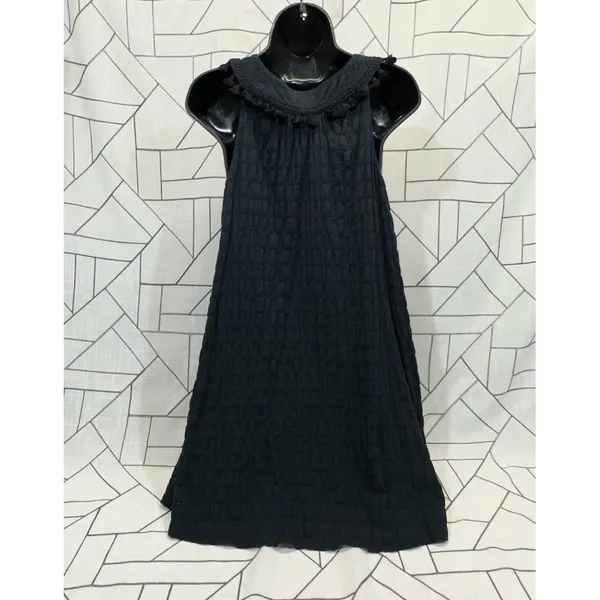 Vineyard Vines Smocked Ruffle Textured‎ Sleeveless Dress Black Womens Size Small - Image 3