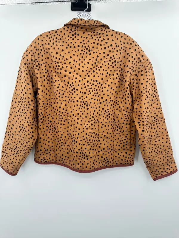 Marine Layer Johannesburg Quilted Jacket in a tan/cream cheetah print Size Small - Image 4
