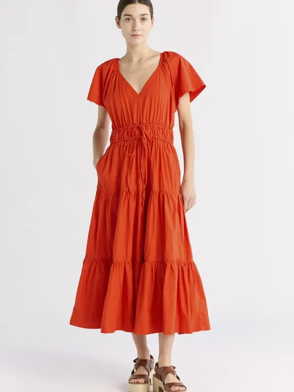 NWT V-Neck Tiered Cotton Maxi Dress - Image 2