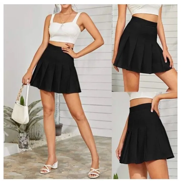 BCBGeneration Pleated School Girl Mini Skirt High Waisted Black Women's Size 0 - Image 2
