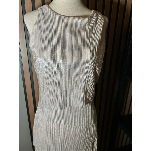 Alex Marie silver/Gold Sparkle Party Layered Dress maxi long sleeveless size 6 m - Image 2