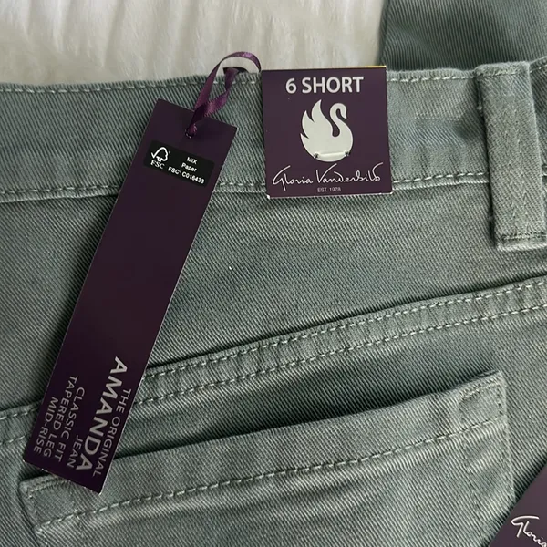 Gloria Vanderbilt Amanda classic tapered leg Green Jeans New - Image 2