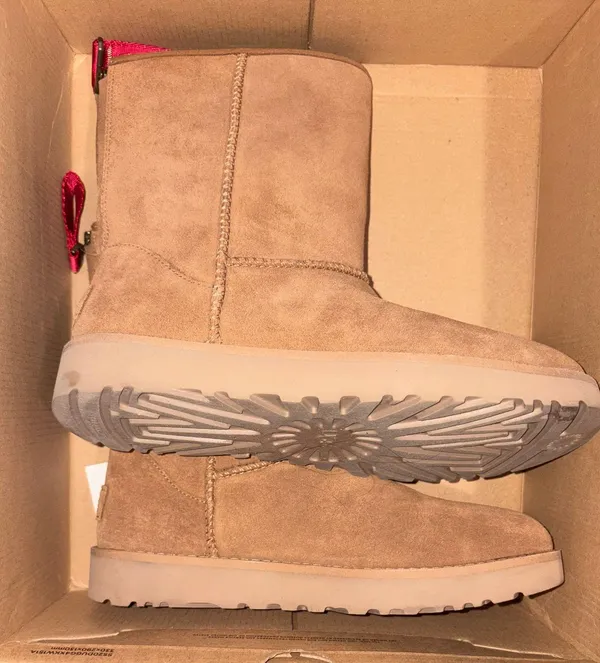 UGG Australia 1122672 Classic Short Logo Suede Zip Boots Shoes US 7 - Image 3